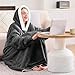 yescool Wearable Blanket Hoodie - Birthday Christmas Gifts for Women Mom Girlfriend, Oversized Flannel Sherpa Cozy Hooded Blanket Sweatshirt Adult With Hood Pocket & Sleeves, One Size Fits All (Grey)