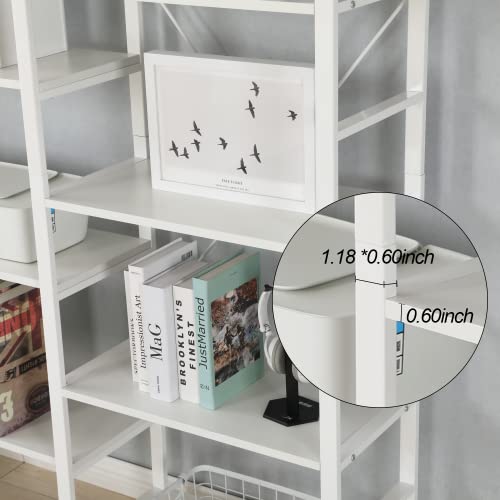 Mellcom Triple Wide 5 Tier Industrial Bookshelf, 14 Open Storage Cubes, Vintage Wood Bookcase, Cube Bookshelf With Antique Wood And Metal Frames For Living Room, Bedroom & Office, White #TOP2