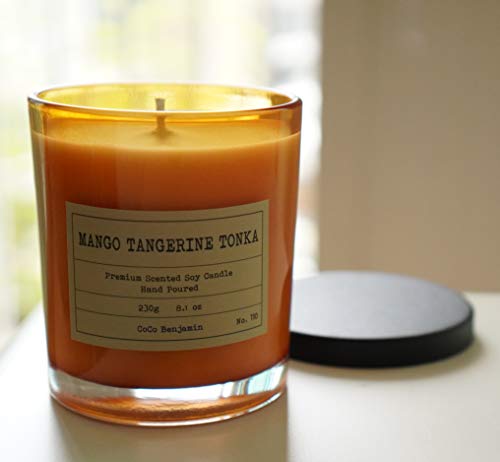100% Soy, Highly Scented, Hand Poured Soy Candle, 8.1 Oz (Mango Tangerine Tonka) #TOP1