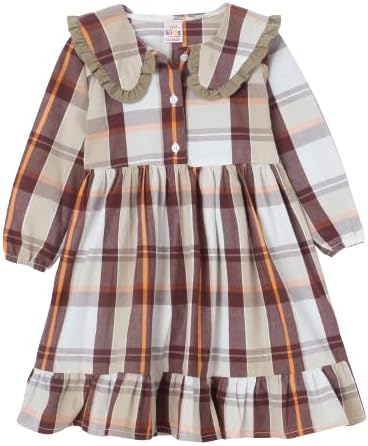 KICO Chechkered Dress Vintage Plaid Peter-Pan Collar Dress