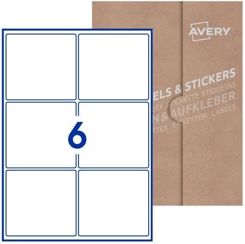 Avery Etichette adesive in carta bianca con adesivo rimovibile, 9...