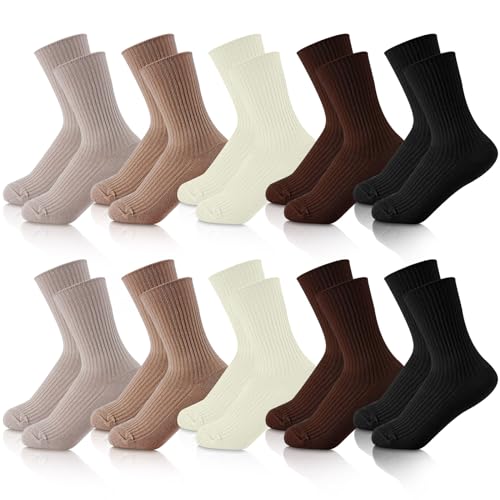 Image of Eurzom 10 Pairs Socks Womens Crew Elastic Ankle Length Cotton Socks Aesthetic Cute Lightweight Low Cut Gifts for Women