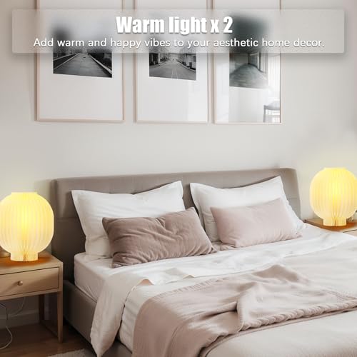 Image of 2 Sets Paper Table Lamps Honeycomb 3D Warm Light Lamps with Wire Length 30m Magnetic Closure Honeycomb for Decoration Bedroom Nightstand Living Room Office