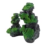 OFFSCH 仿真植绒石头假山飾り 魚水槽用隠れ家 オブジェクト 水質 環境に優しい 人工山装飾 アクアリウム対応