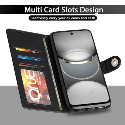 Image of Pikkme Flip Cover for Tecno Spark 30C 5G Leather Finish | Inside TPU with Card Pockets | Wallet Stand and Shock Proof | Complete Protection Button Flip Case(Black)