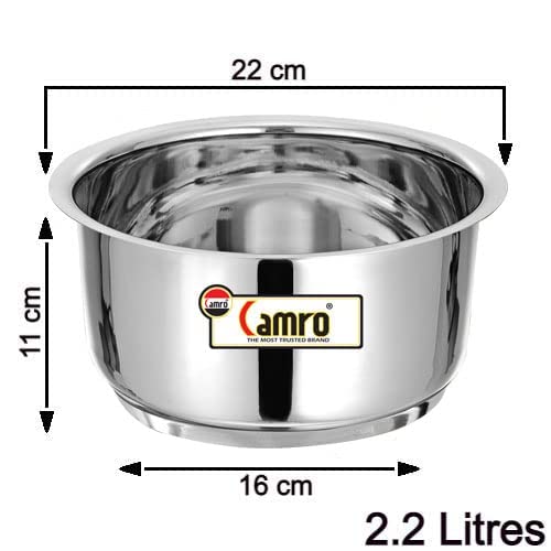 Image of Camro Induction Bottom Tope with Lid 13 No, 2.2 Liters | Tope | Patila | Bhagona | Cookware | Gas Stove Compatible | 6 Years Warranty