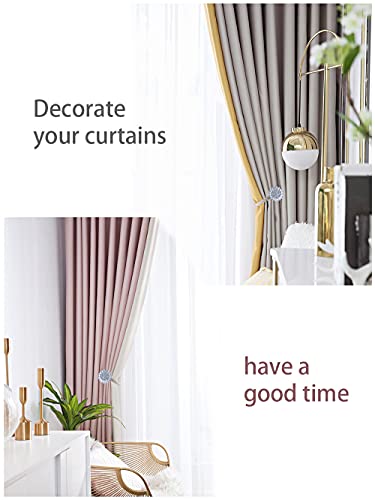 Magnetic Tiebacks For Curtains, 2 Pack Sparkling Crystal Flower Curtain Tiebacks Curtain Buckle Clips With High-Elastic Spring Wire For Home Office Decoration (White) #TOP2