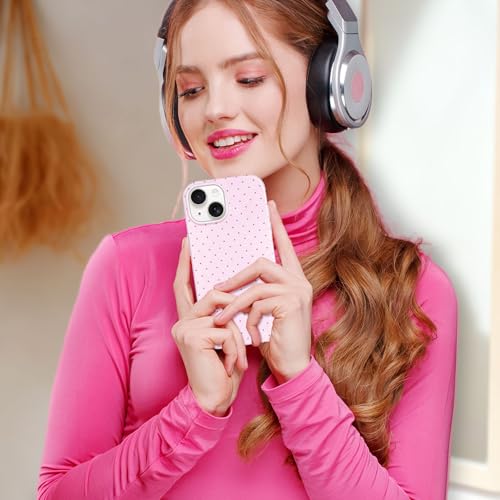 Hython for iPhone 14 Case & iPhone 13 Case Cute Polka Dot Aesthetic Design Simple Cover 6.1", Thin Slim Anti-Scratch Soft TPU Bumper Shockproof Rubber Protective Phone Cover Women Girls Girly, Pink - image 6