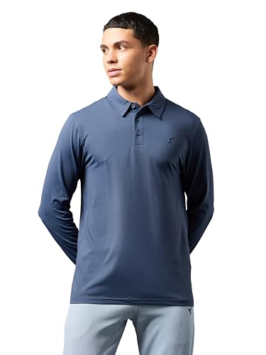 Image of TECHNOSPORT Mens Slim Fit Solid Full Sleeve Cotflex Polo T-Shirt for Regular and Casual Uses