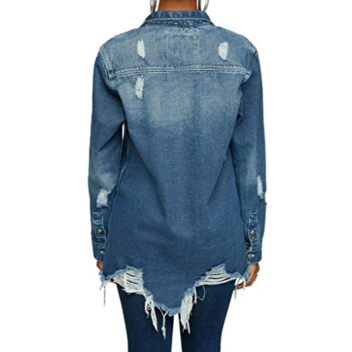 LaiyiVic Denim Jacket for Women Long Sleeve Classic Distressed Trucker Jean Jackets2