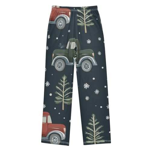 ZZXXB Truck Xmas Tree Boys Long Pants Soft Trousers Elastic Waist Kids Lounge Bottoms with Pockets S-XL
