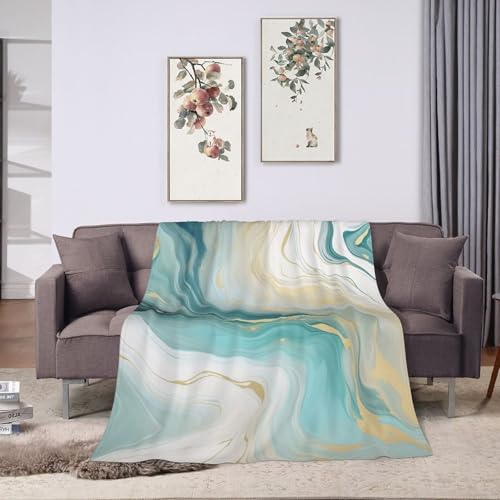 Jeté de canapé bleu sarcelle et marbré 200 x 150 cm Mexpekil - 5
