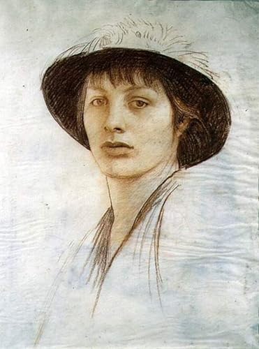 Art Tableau Jeune fille au chapeau à plumes George Spencer Watson affiche impression sur toile