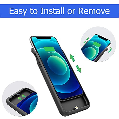 Battery Case For Iphone 12/12 Pro, [7000Mah] Slim Rechargeable Smart Extended Charging Case Compatible With Iphone 12/12 Pro (6.1 Inch) Backup Power Battery Pack Charger Rubber Case-Black #TOP4