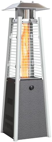 Outsunny Estufa de Gas Butano 3000W para Butano y Propano 3 m² Bronce | Calefactor de Exterior a Gas Portátil, Temperatura Ajustable, Protección contra Vuelcos, Ignición por Presión