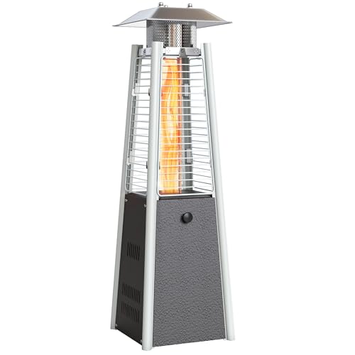 Outsunny Estufa de Gas Butano, 3 KW, Calefactor de Exterior a Gas Portátil con Temperatura Ajustable, Protección contra Vuelcos, Ignición por Presión, Apta para Butano y Propano, Plata y Bronce Outsunny Estufa de Gas Butano, 3 KW, Calefactor de Exterior a Gas Portátil con Temperatura Ajustable, Protección contra Vuelcos, Ignición por Presión, Apta para Butano y Propano, Plata y Bronce
