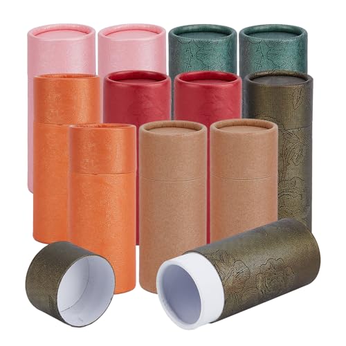 NICENEEDED 12 Pcs 30ML Kraft Paper Tubes with Lid, Cardboard Boxes Empty Kraft Paper Jar Round Containers