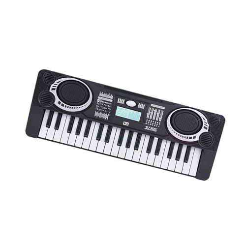 Toysmith 電子ピアノ キーボード楽器玩具 教育学習玩具 スピーカー内蔵 デモ曲付き 3*バッテリ 37鍵盤 LCDディスプレイ 光る鍵盤 ピアノ・鍵盤楽器の玩具 誕生日プレゼント クリスマスギフト 年齢3歳以上 初心者 子供向け, 黒