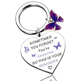 Purple Gifts for Women Birthday Inspirational Butterfly Gift for Girls Womens Mothers Day Motivational Encouragement Gifts Sometimes You Forget You're Awesome Little Reminder Keychain Teens Adults