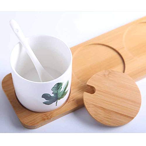 Cffdoitialhe Spice Jars, Ceramic Spice Container Set, Nordic Seasoning Containers,Household Green Vegetation Spices Box,Kitchen Three-Piece Set #TOP4