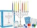 Complete Chanukah Menorah Set - Silver-Plated Classic Menorah, 45 Multicolored Candles, 5 Plastic Multicolored Dreidels & Hanukkah Play Coins, Hanukkah Booklet, Hanukkah Instruction Game Card