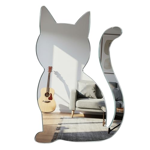 Fiwochic Cat Acrylic Mirror Non-Glass Unbreakable Shatterproof Kitty Hanging Mirror