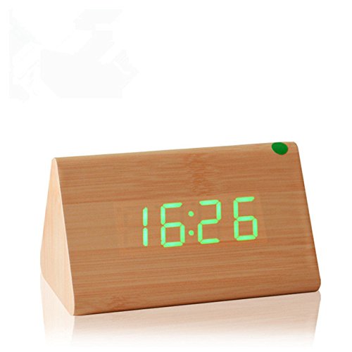 Despertador de madera contra el insomnio con calendario de voz y pantalla atenuable