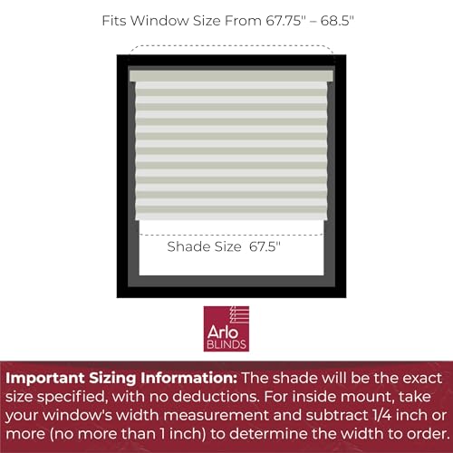 Arlo Blinds Single Cell Room Darkening Cordless Cellular Shades, Color: White, Size: 67.5" W x 72" H