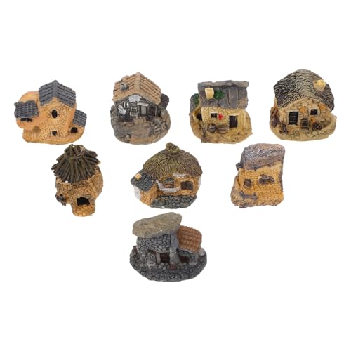 Ornements miniatures Feng Shui : lot de 8 mini maisons de chalet en résine pour micro paysage