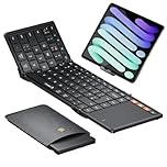 ProtoArc XK01 TP Foldable Bluetooth Keyboard with Touchpad, Full Size Keys, Folding Portable Travel Keyboard with Large Trackpad for Android Windows iOS Tablet Laptop PC Smartphone - Black