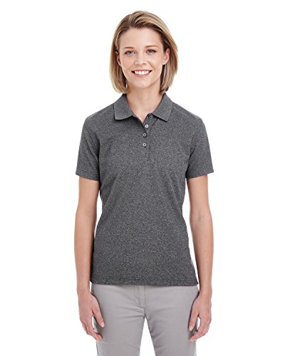 Ultraclub Ladies' Heathered Piqué Polo L Black Heather #TOP21