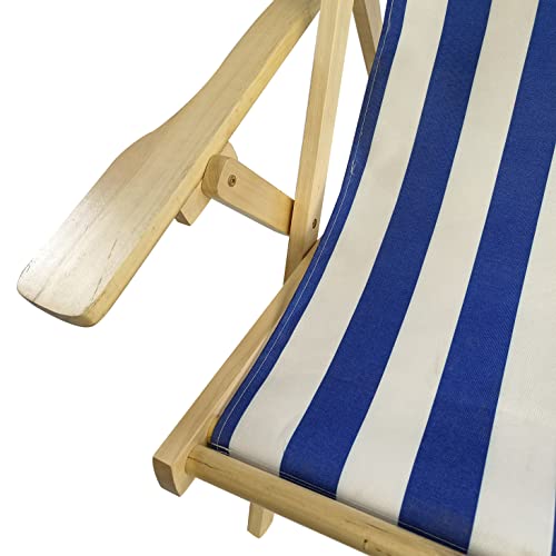 Beach Sling Chair, Outdoor Lounge Hanging Chair, Folding Patio Reclining Camping, Adjustable Wood Backres Armrest With Cup Holdert, For Outside Lawn Deck Pool (Dark Blue W/Armrest) #TOP6
