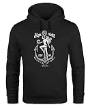 Neverless® Hoodie Herren Aufdruck Anker nackte Frau High Tides Nautical Supplies Kapuzen-Pullover Männer schwarz L