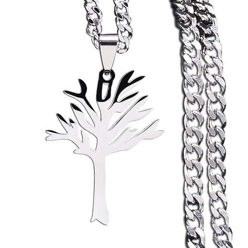 DivaGlamz Poison Tree Necklace For Women, Stainless Steel Hiphop Punk Rock Style Tree Of Life Pendant Necklaces Fashion Gift Jewelry (Poison Tree Silver)