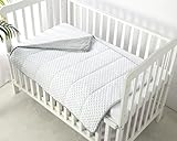 CREVENT Minky Baby Quilt Blanket for Girls Boys, Soft Plush Receiving Blanket for Newborns - 30x40 Inches (Grey + White)