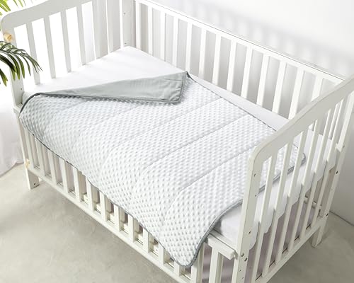 CREVENT Minky Baby Quilt Blanket for Girls Boys, Soft Plush Receiving Blanket for Newborns - 30x40 Inches (Grey + White)