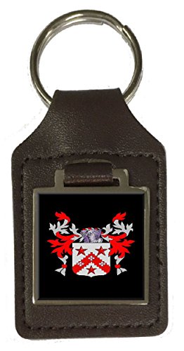 Porte-clé en cuir Andrew Heraldry blason marron, le cadeau chic idéal