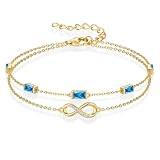 G&GEMSJEW Pulsera Infinity para mujer, plata de ley 925, pulseras de capas para mujer, pulseras con circonitas cúbicas, pulsera ajustable para mujer, día de la madre, día de San Valentín, Mittelgroße