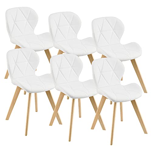 [en.casa] Lot de 6 Chaises de Salle à Manger Design Intemporel Set de 6 Fauteuils Rembourrés pour Cuisine Salle à Manger Salon Capacité 120 kg Simili Bois...