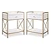 Home Square 2-Piece Nightstand with Top AC/USB Charging Set in White Painted