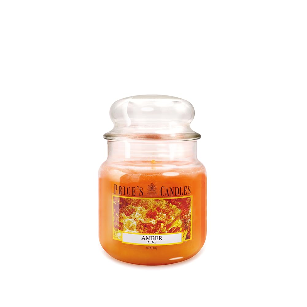 Price's Candles Amber Scented Candle In Medium Glass Jar With Glass Lid