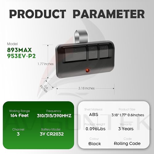 Télécommande LiftMaster 893MAX pour remplacer une commande de garage perdue pack double - 7