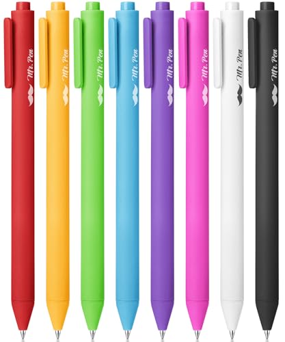 Mr. Pen- Retractable Gel Pens, 8 Pack, Color Ink Gel Pens Fine Point, Vivid Colors, 0.7mm Gel Pen Fine Point