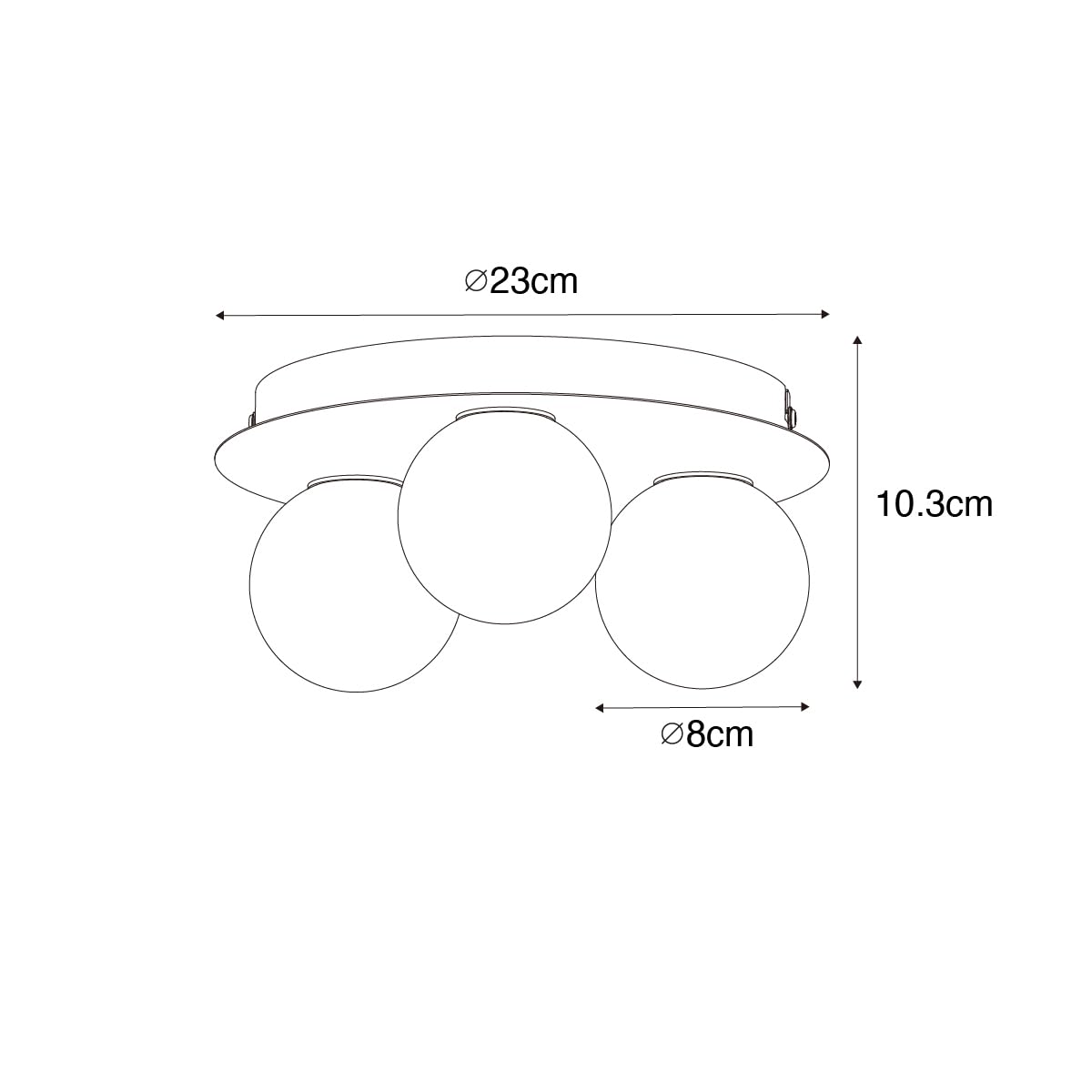 Qazqa Plafón de baño moderno latón 3 luces - Cederic Acero/Vidrio Redonda Adecuado para LED Max. 3 x 40 Watt