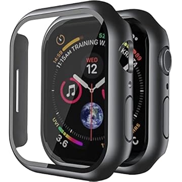 Capa Bumper Vidro Temperado compatível com relogio Apple Watch Series 7 41MM e 45MM (41MM, Preto)