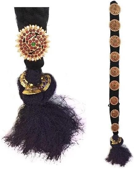 Bridal False Hair Choti Poola Jada Billalu Hair Ornaments Set Full Moon Shape Temple jewellery Ready Jada Billalu Bharatanatyam Kuchipudi Classical Dance Jewelry for women