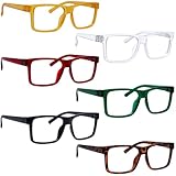 BLUELESS Oversize Reading Glasses Men Metalless Screwless Spring Hinges 6 Pack Readers for Wide Face +2.00