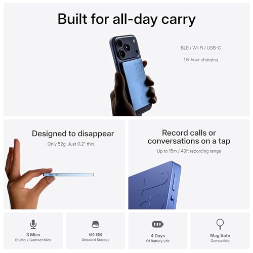 Image of Pocket AI Voice Recorder, Auto Transcription, AI Note Taker, Sierra Blue