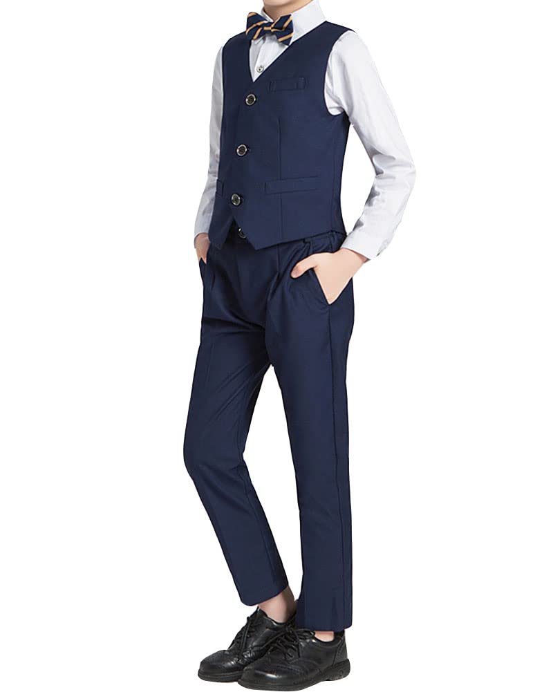 DAIHAN Jungen-Gentleman-Anzug Frühling Herbst Einfarbig Abendanzug Performance-Kleidung für Hochzeitsfeiern-Abschlussball Smoking-Formelle Kleidung Jacken Blazer & Hosen-Outfit