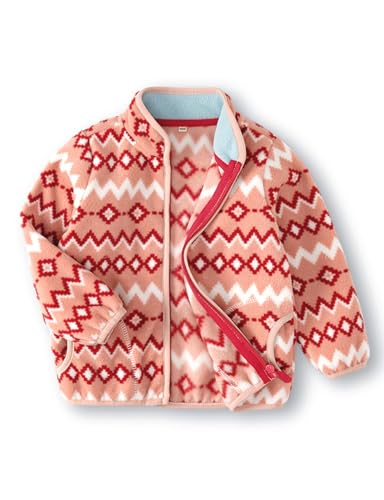 Image of Kids Printed Polar Fleece Jacket Toddler Baby Boys Girls Autumn Winter Warm Sherpa Lining Outerwear Soft Lightweight